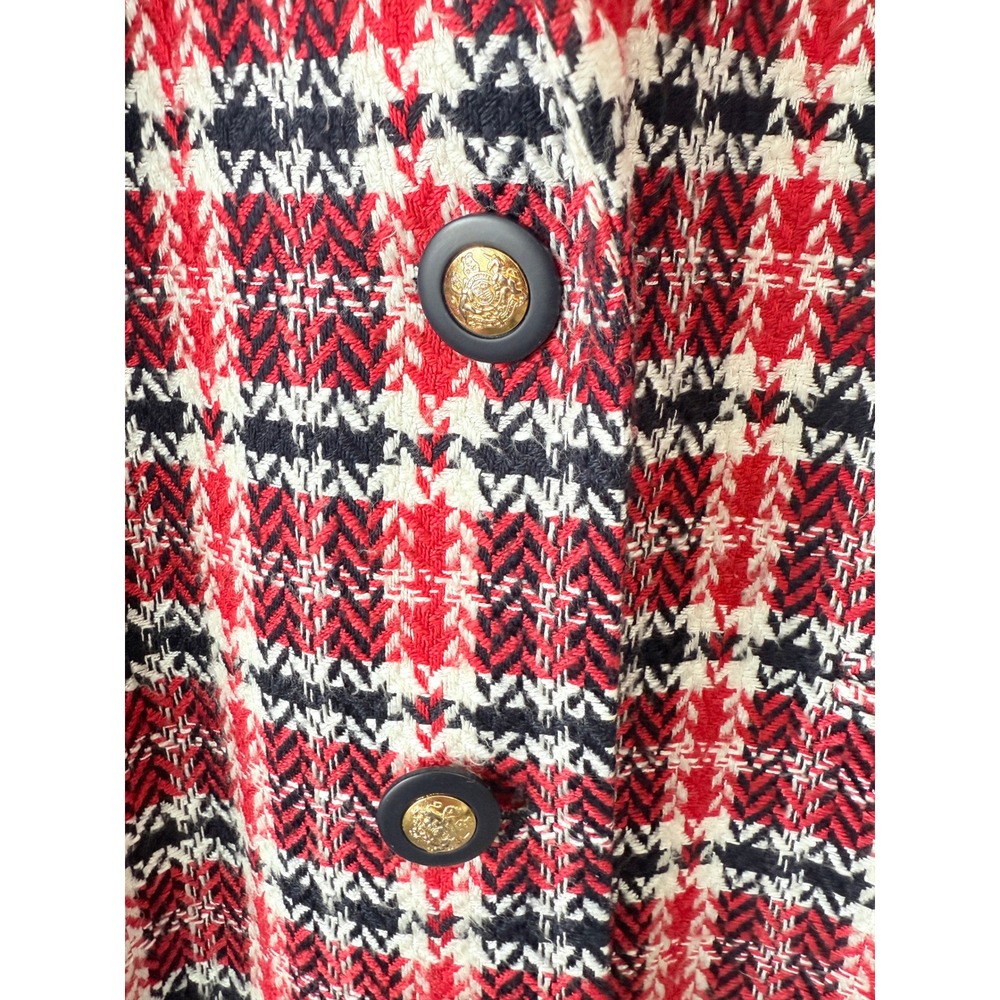 Vintage Pappagallo Size 16 Red Plaid Tweed Blazer Women's Classic Jacket - Picture 5 of 6